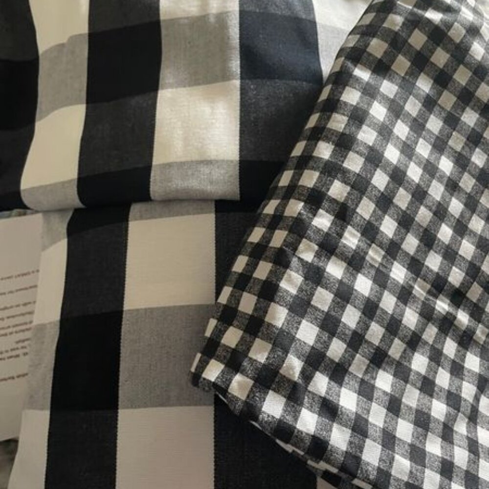 3 BLACK & WHITE BUFFALO CHECK PILLOW COVERS - NEW